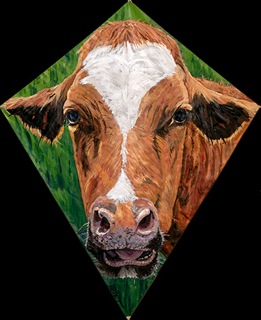 Brown and White Cow Kite